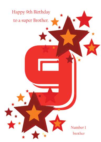 Brother 9th Birthday Card