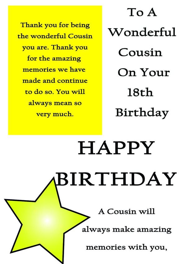 Cousin 18th Birthday Card