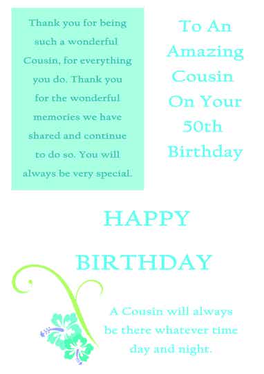 Cousin 50th Birthday Card