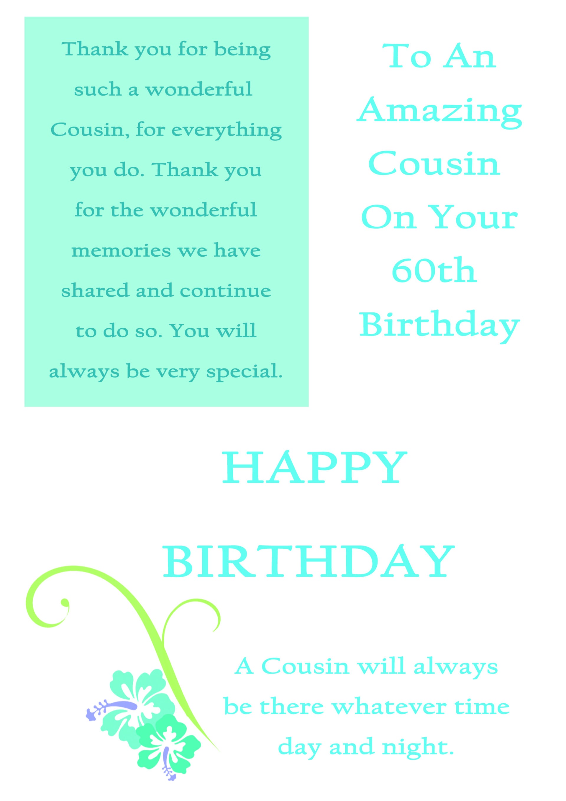 Cousin 60th Birthday Card