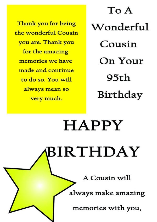 Cousin 95th Birthday Card