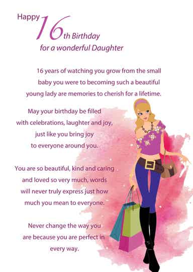 Daughter 16th Birthday Card