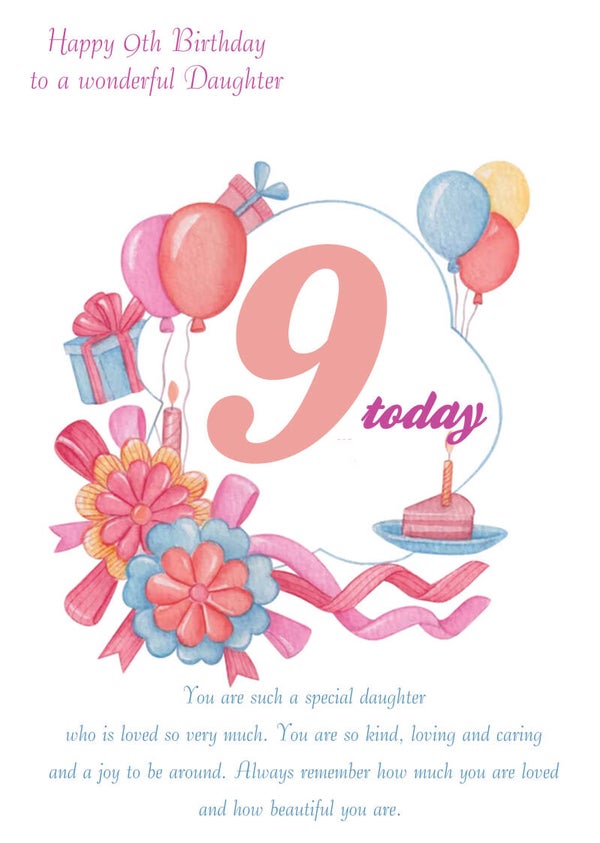 Daughter 9th Birthday Card