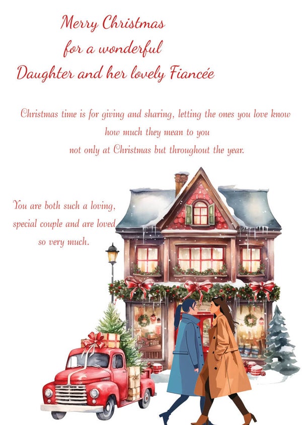 Daughter and Fiancée Christmas Card (female and female)