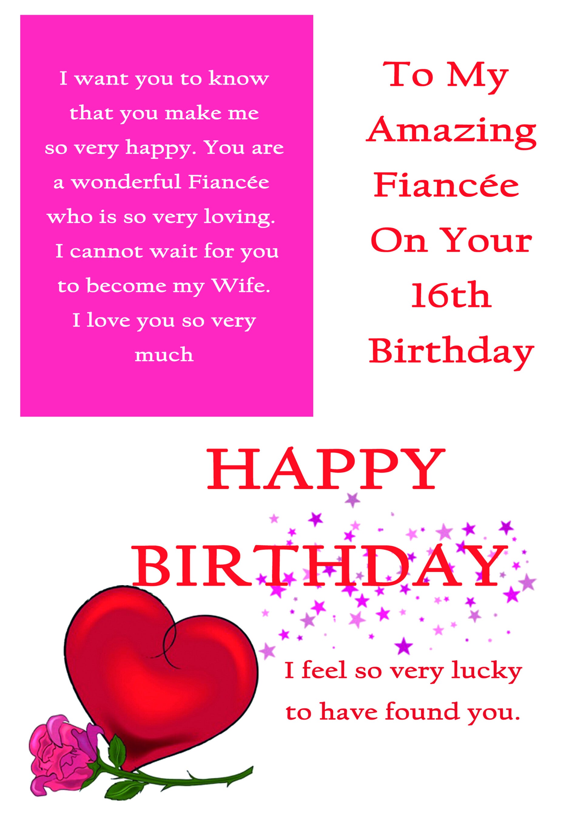 Fiancée 16th Birthday Card