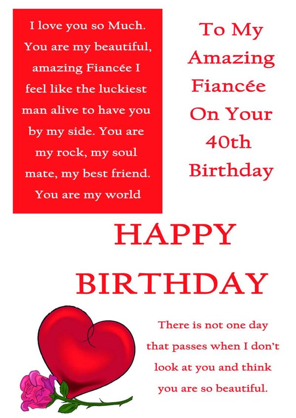 Fiancée 40th Birthday Card