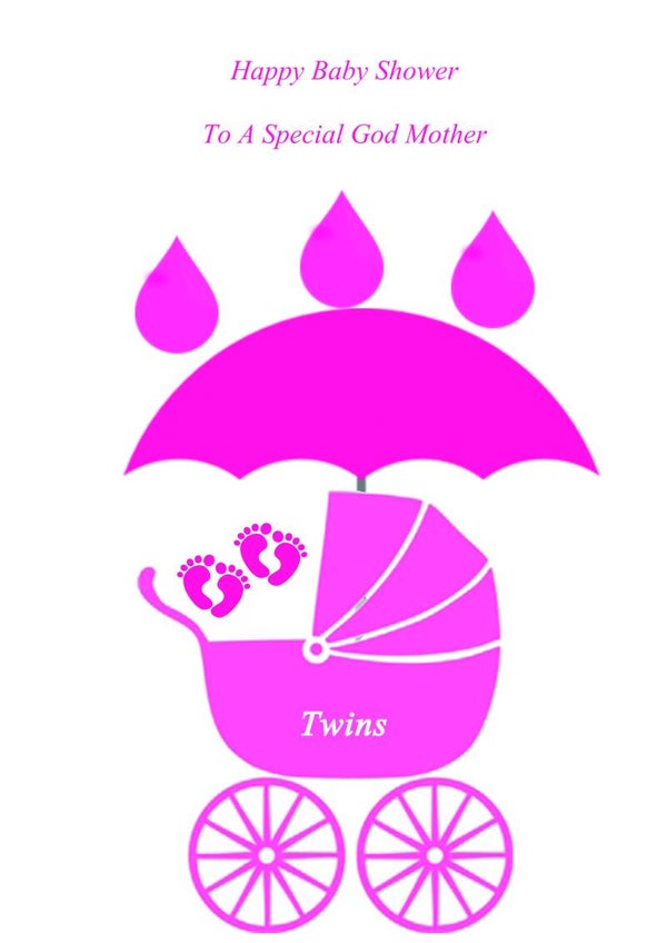God Mother Baby Shower Twin Girls Card