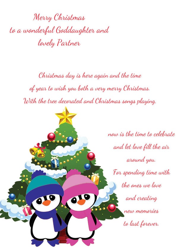 Goddaughter and partner Christmas Card