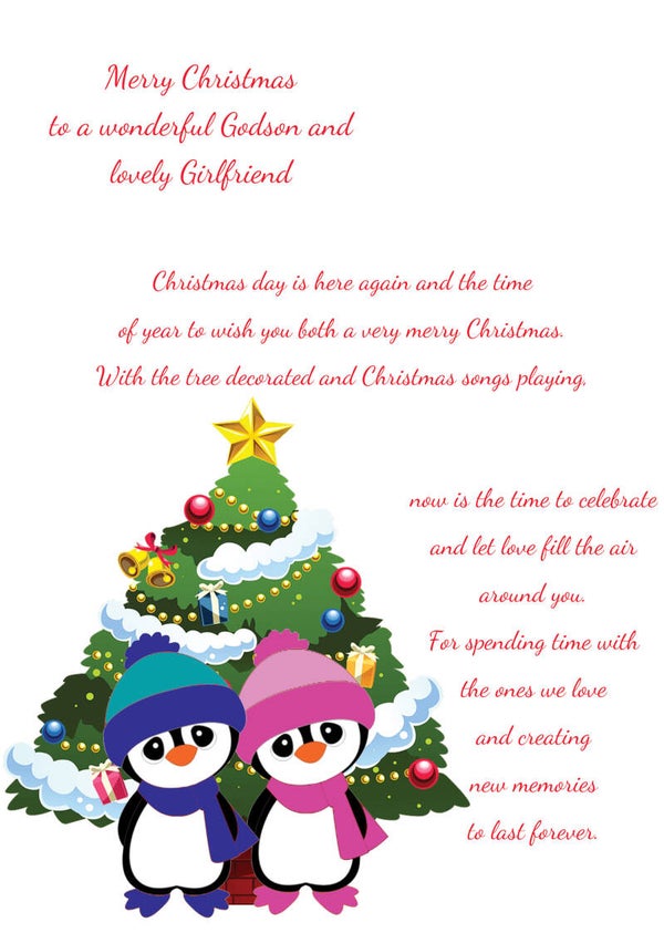 Godson and girlfriend Christmas Card