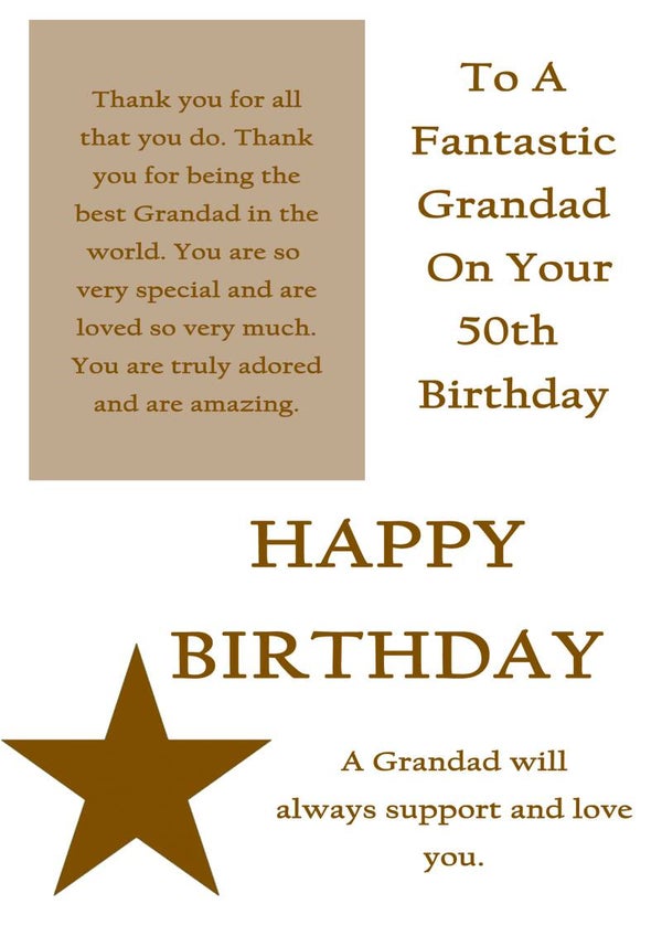 Grandad 50th Birthday Card