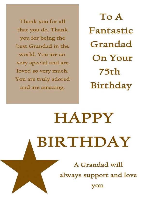 Grandad 75th Birthday Card