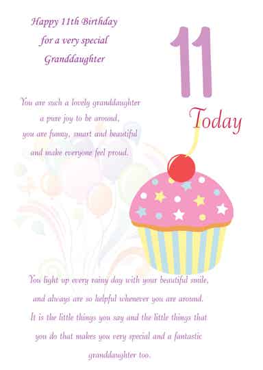 Granddaughter 11th Birthday Card