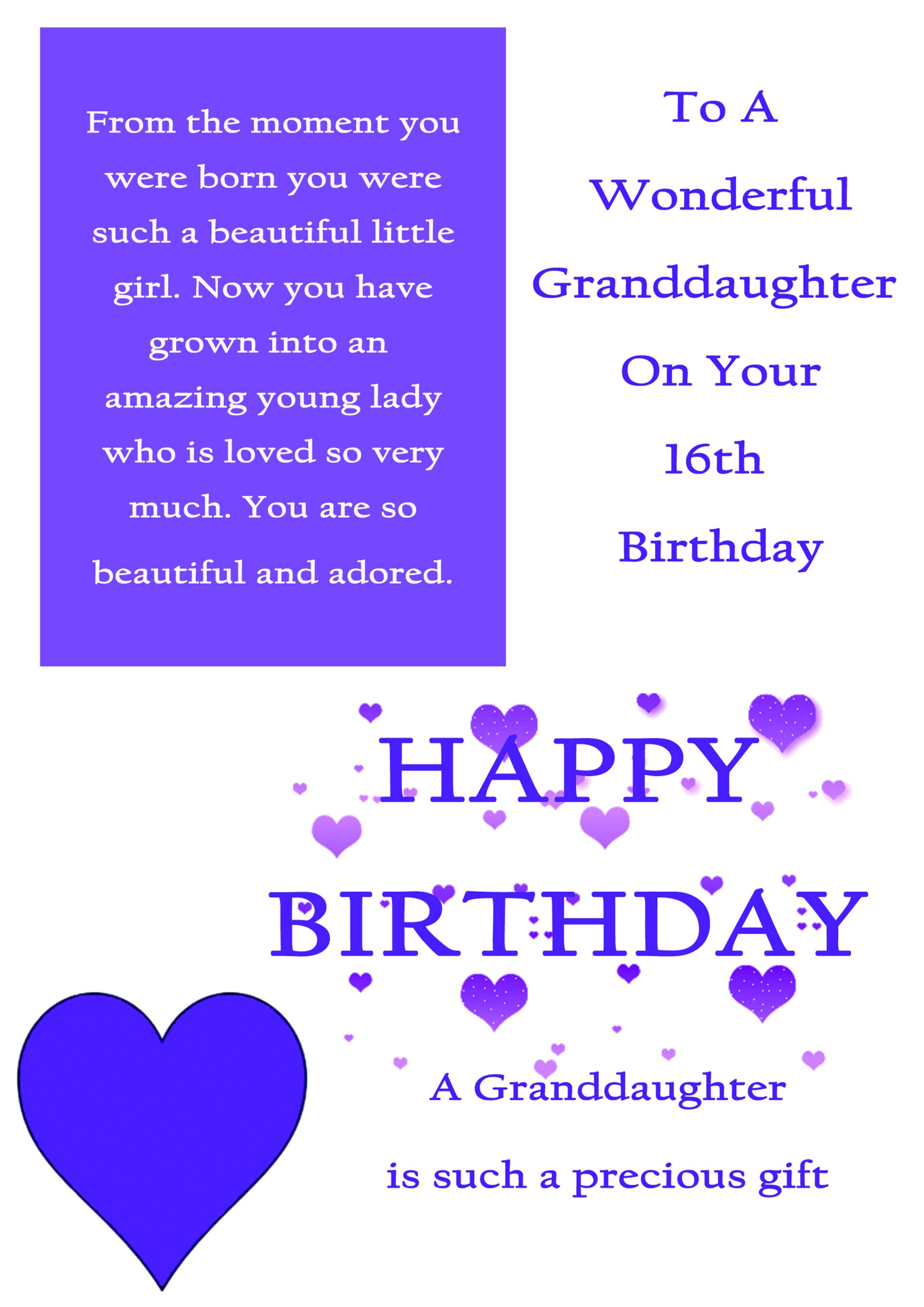 Granddaughter 16th Birthday Card