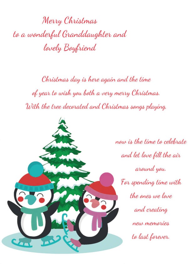 Granddaughter and boyfriend Christmas Card