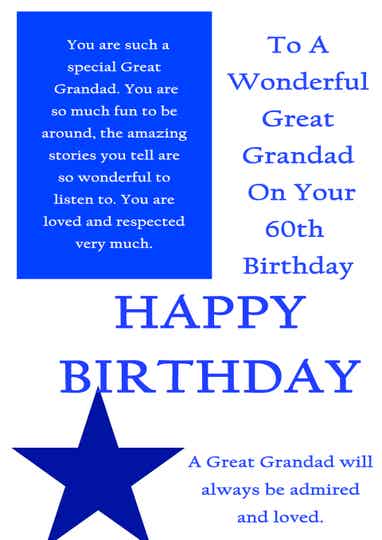 Great Grandad 60th Birthday Card