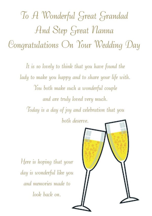 Great Grandad and Step Great Nanna Wedding Card