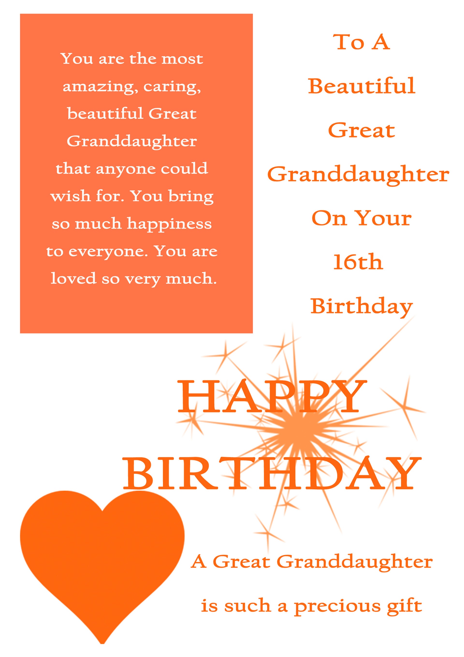 Great Granddaughter 16th Birthday Card