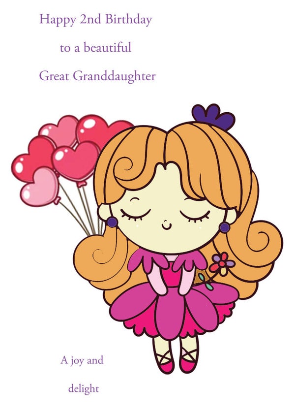 Great Granddaughter 2nd Birthday Card