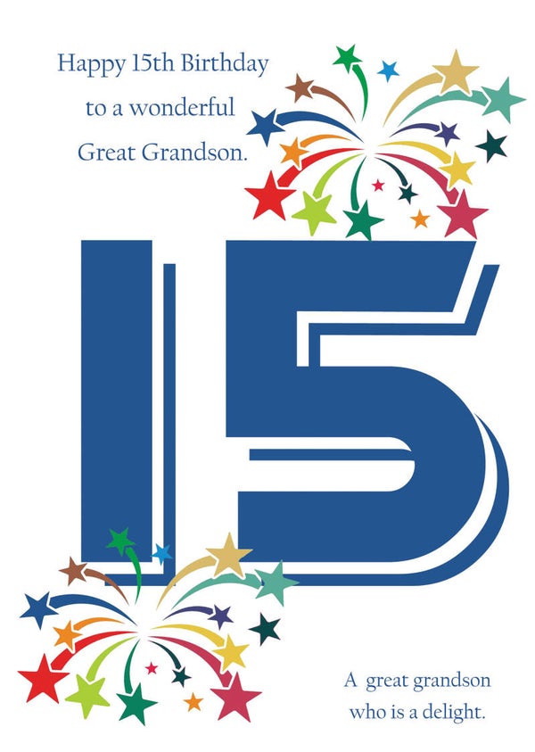Great Grandson 15th Birthday Card