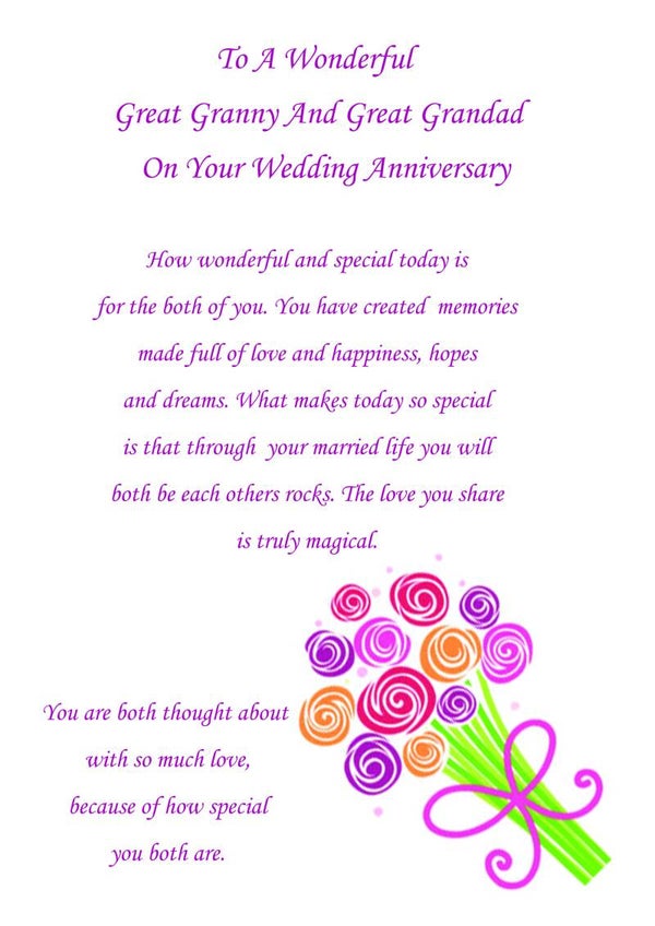 Great Granny and Great Grandad Anniversary Card