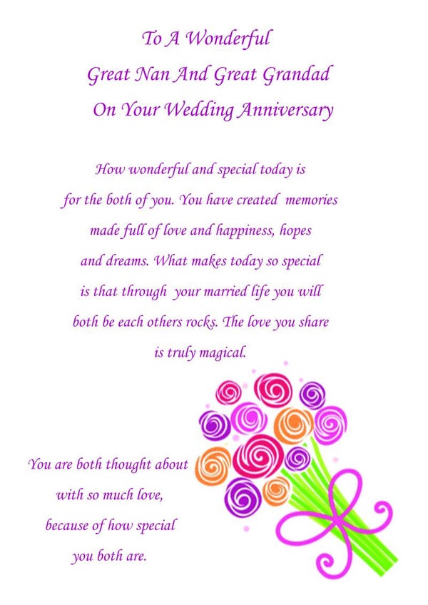 Great Nan and Great Grandad Anniversary Card