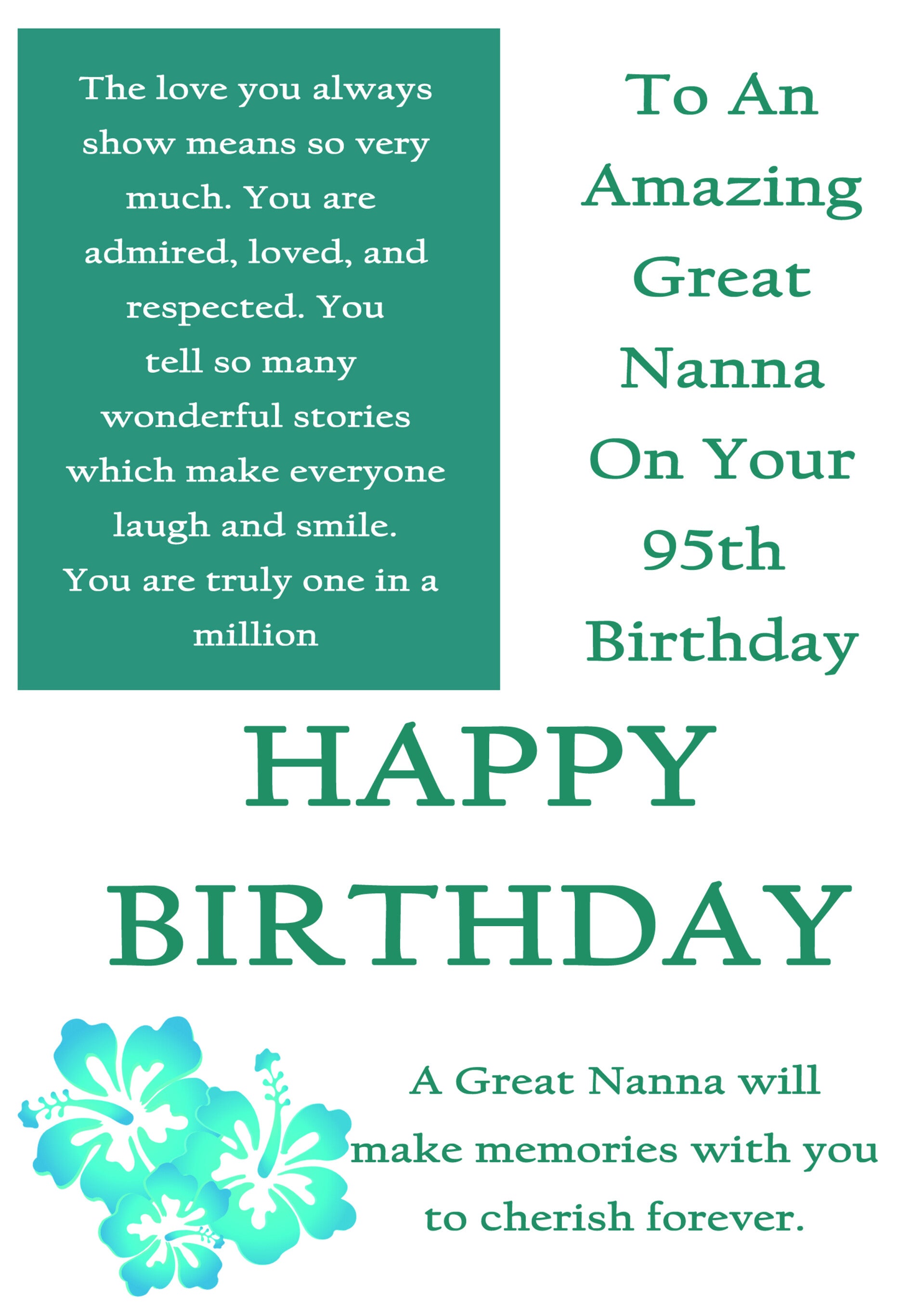 Great Nanna 95th Birthday Card