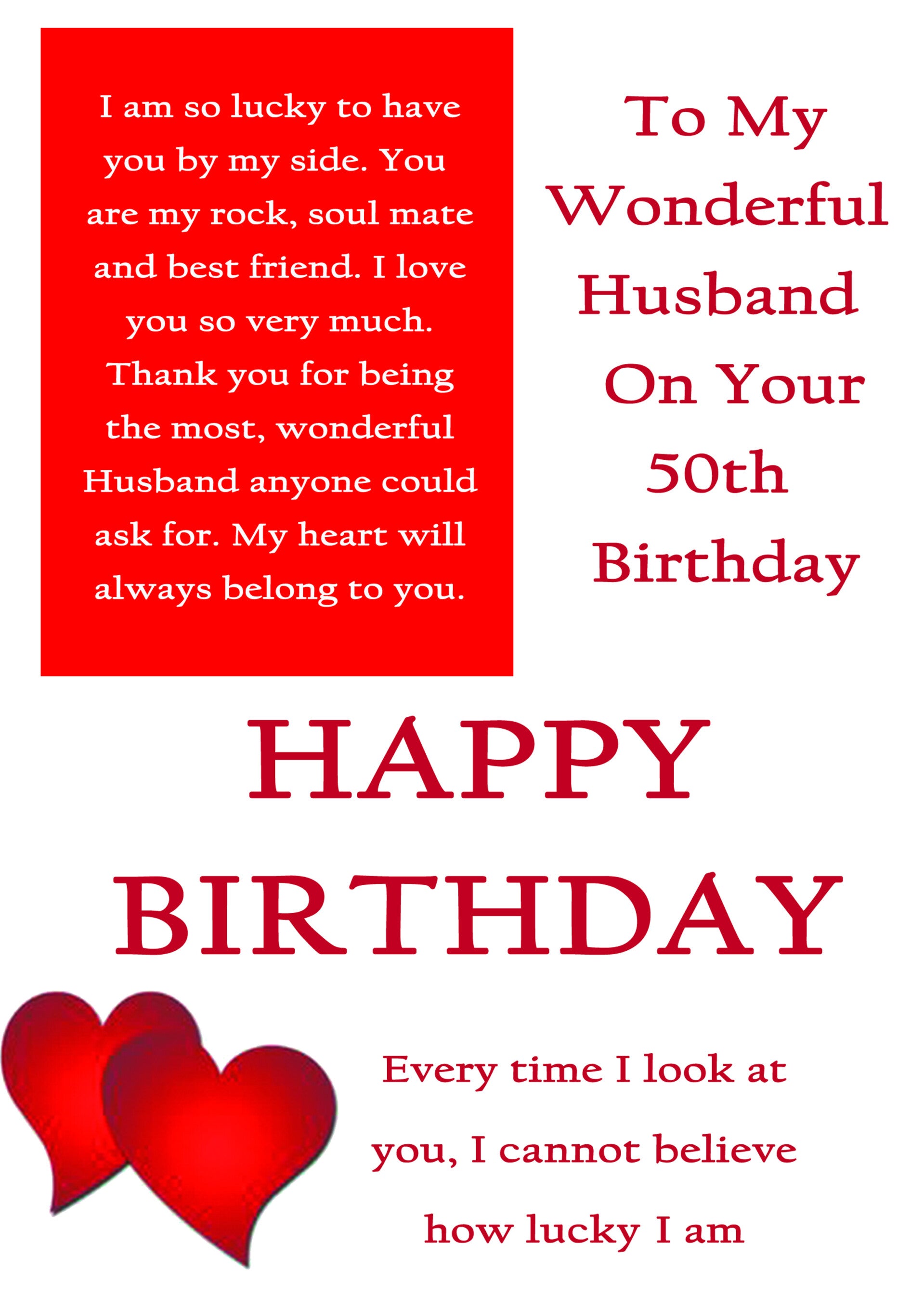 Husband 50th Birthday Card