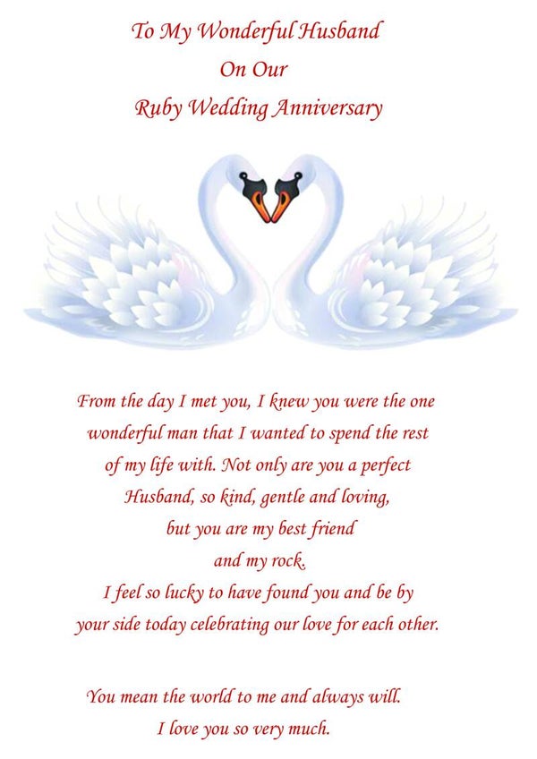 Husband Ruby Anniversary Card