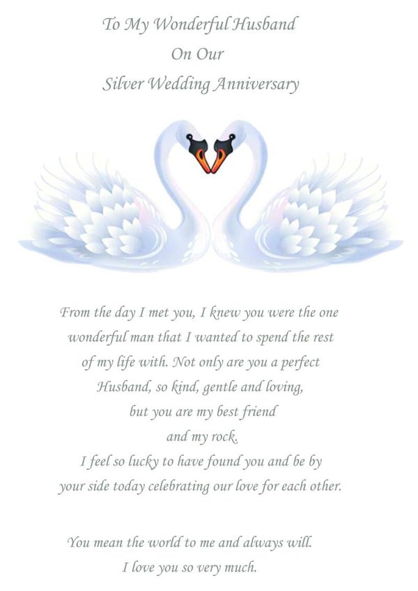 Husband Silver Anniversary Card