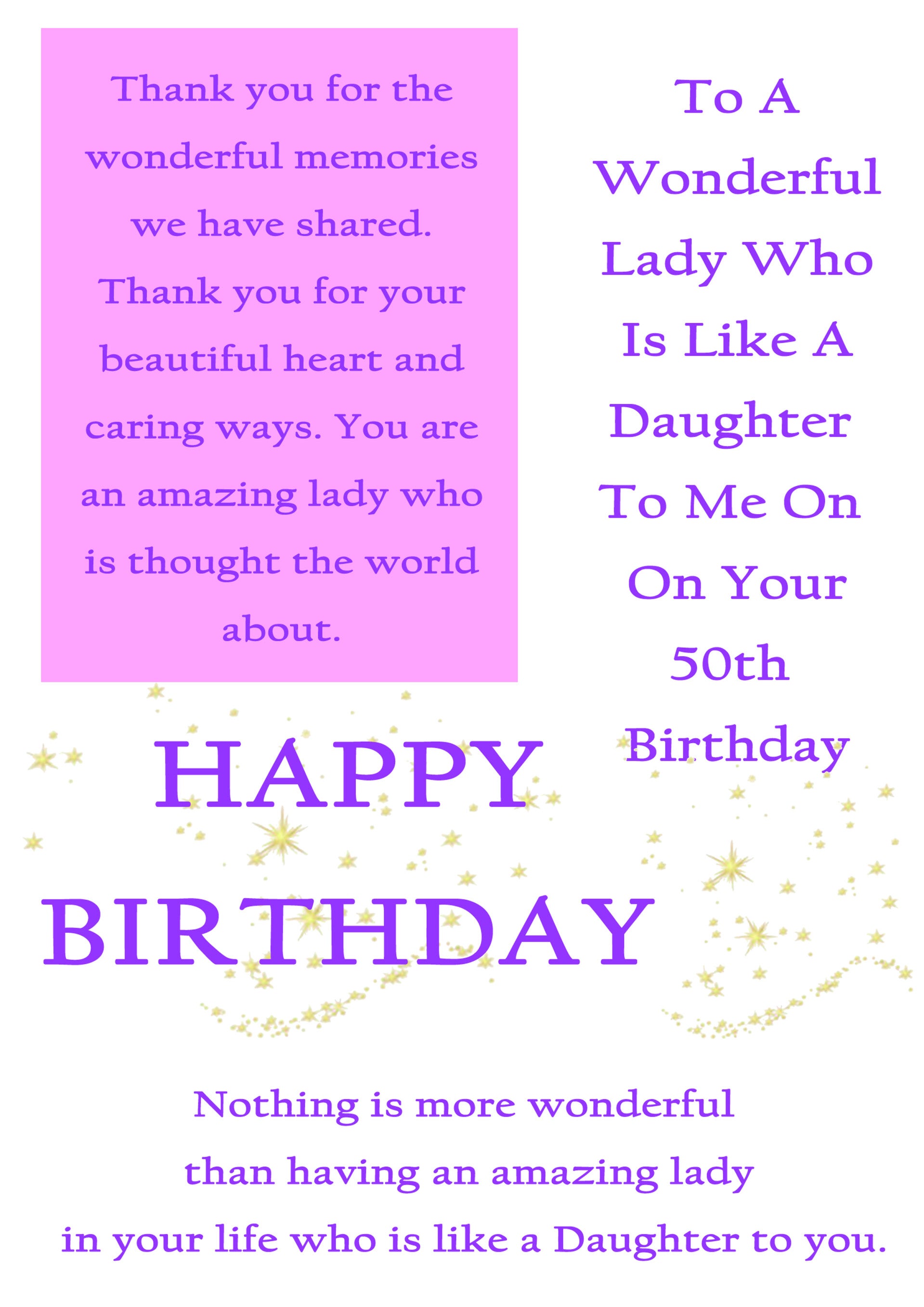Like a Daughter 50th Birthday Card