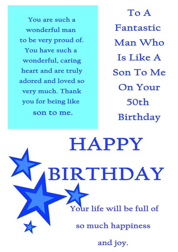 Like a Son 50th Birthday Card