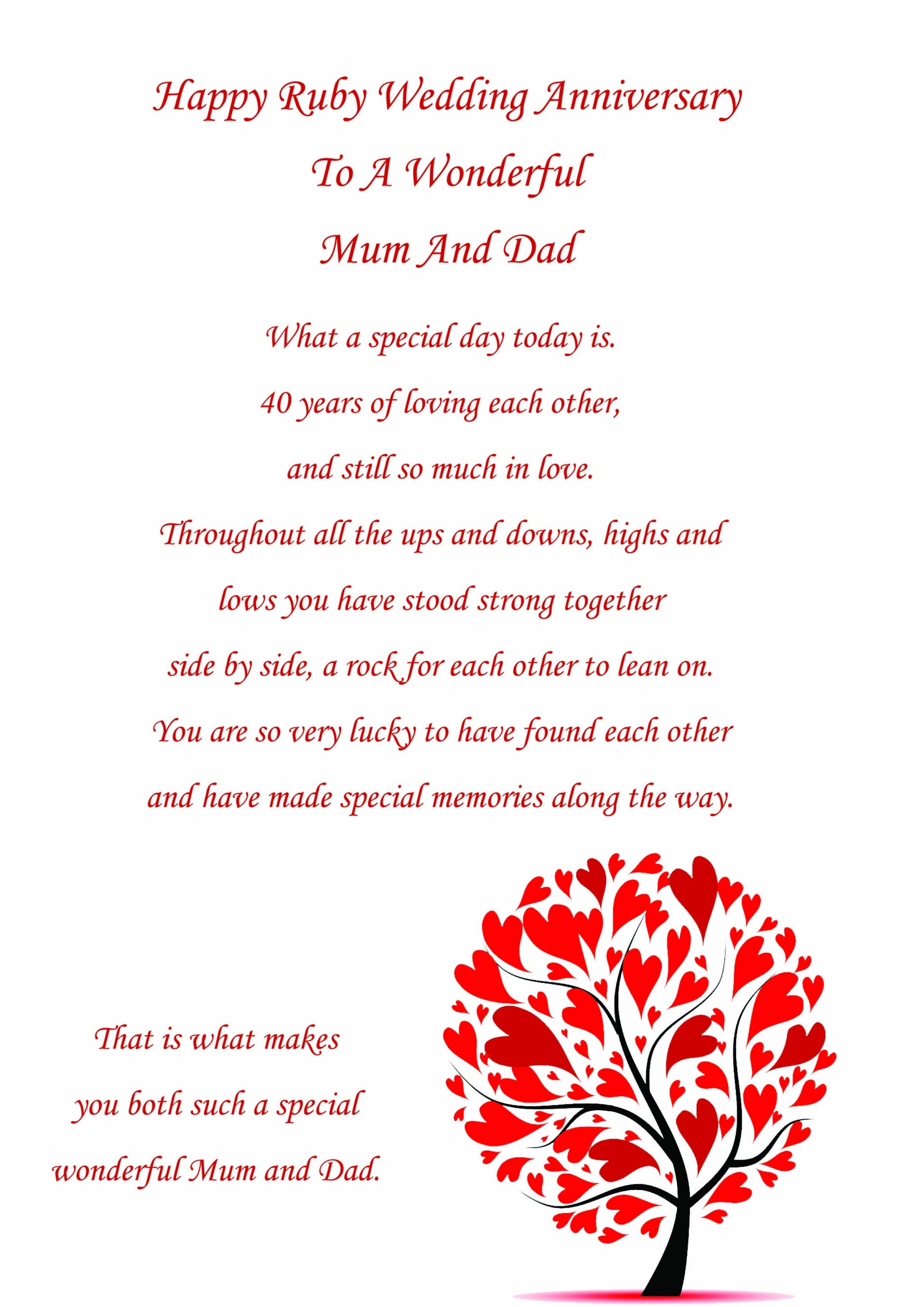 Mum and Dad Ruby Anniversary Card
