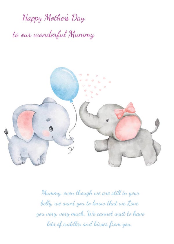 Mummy Bump Twins Girl and Boy Mother's Day Card