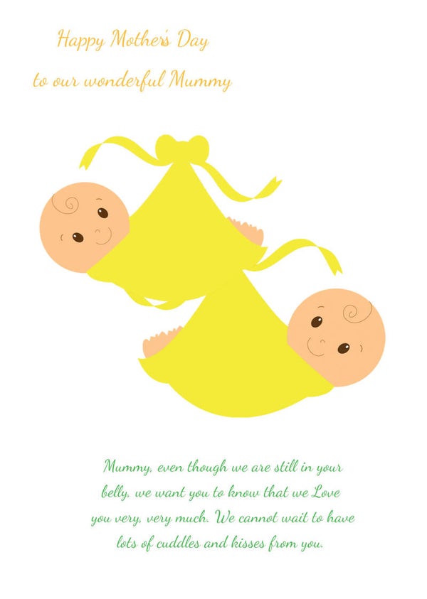 Mummy Bump Twins Neutral Mother's Day Card