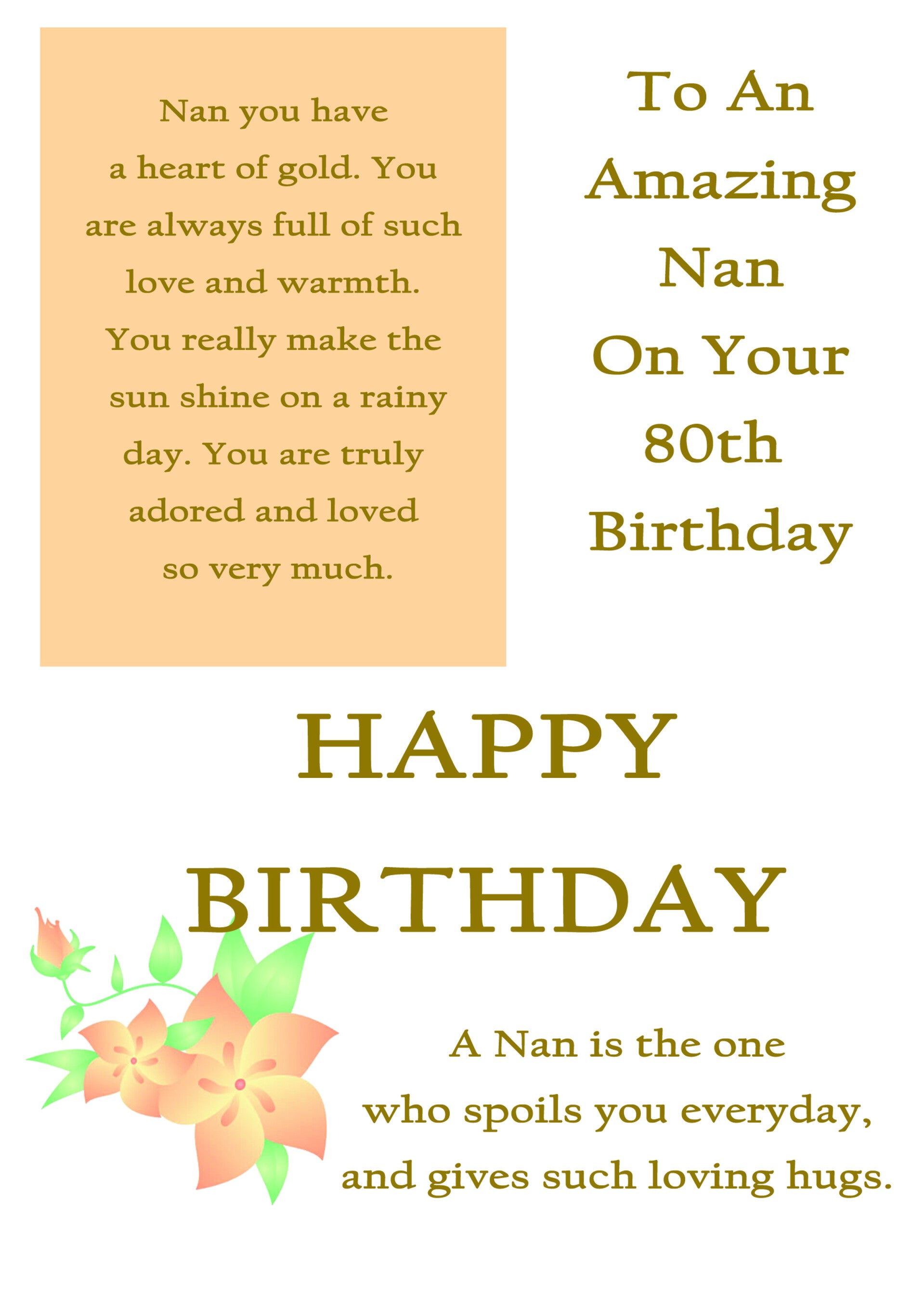 Nan 80th Birthday Card
