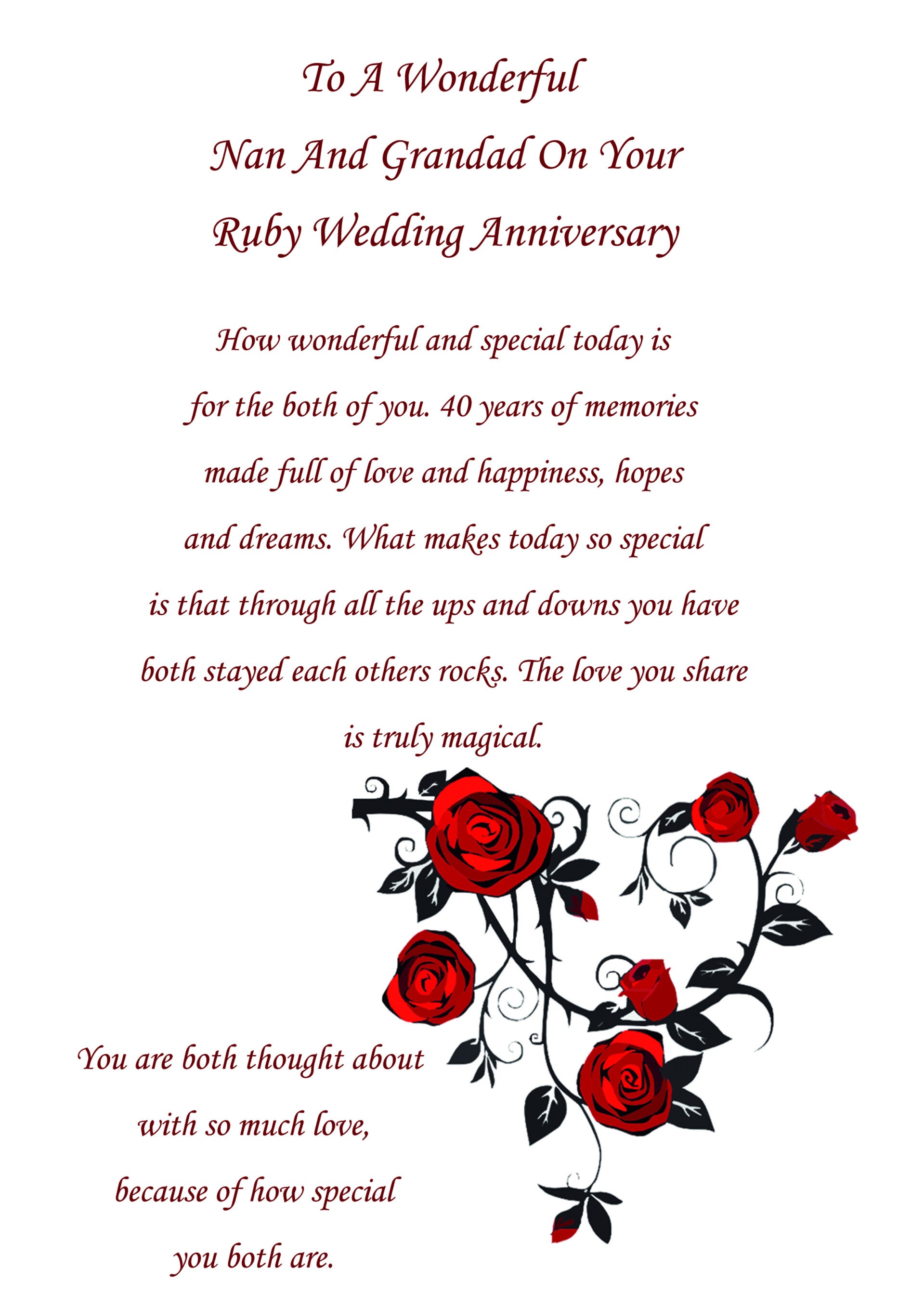 Nan and Grandad Ruby Anniversary Card