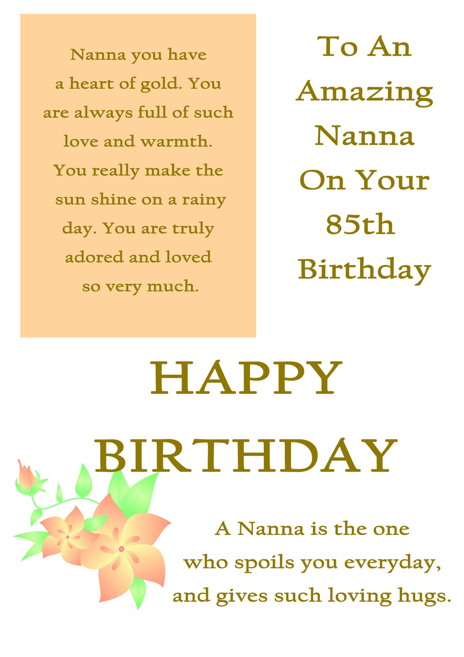 Nanna 85th Birthday Card
