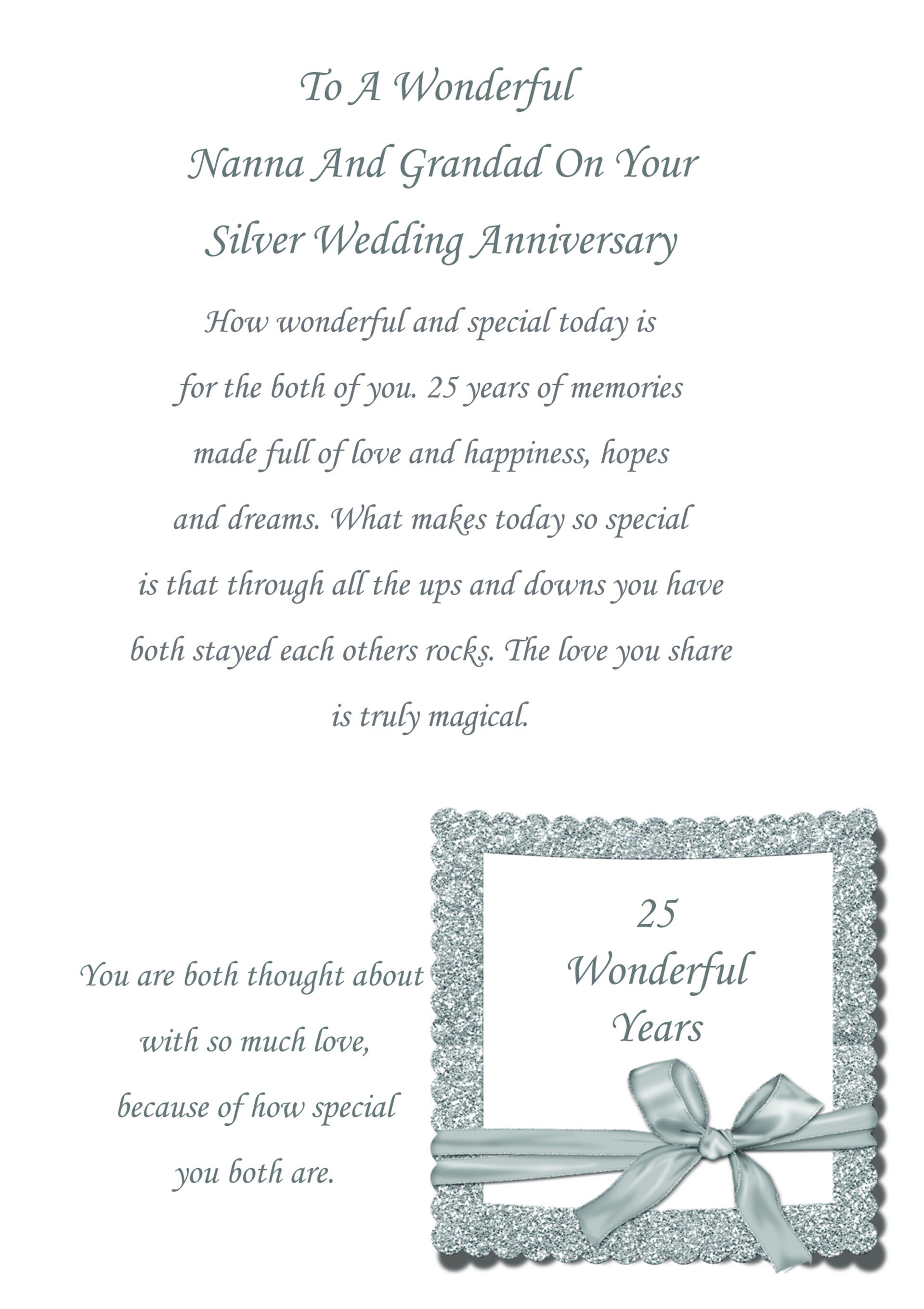 Nanna and Grandad Silver Anniversary Card