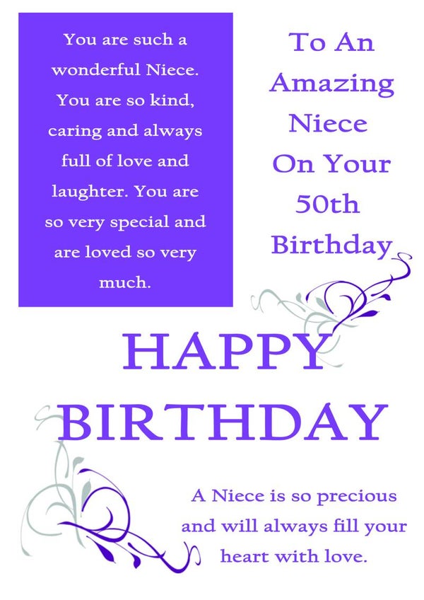 Niece 50th Birthday Card