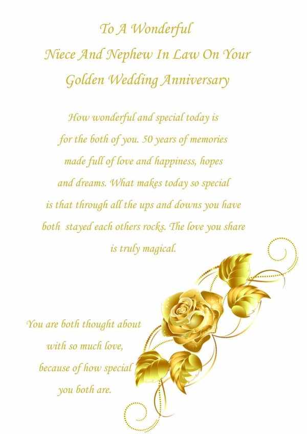 Niece and Nephew in Law Golden Anniversary Card