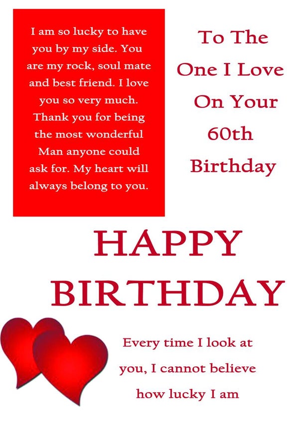 One I Love 60th Birthday Card