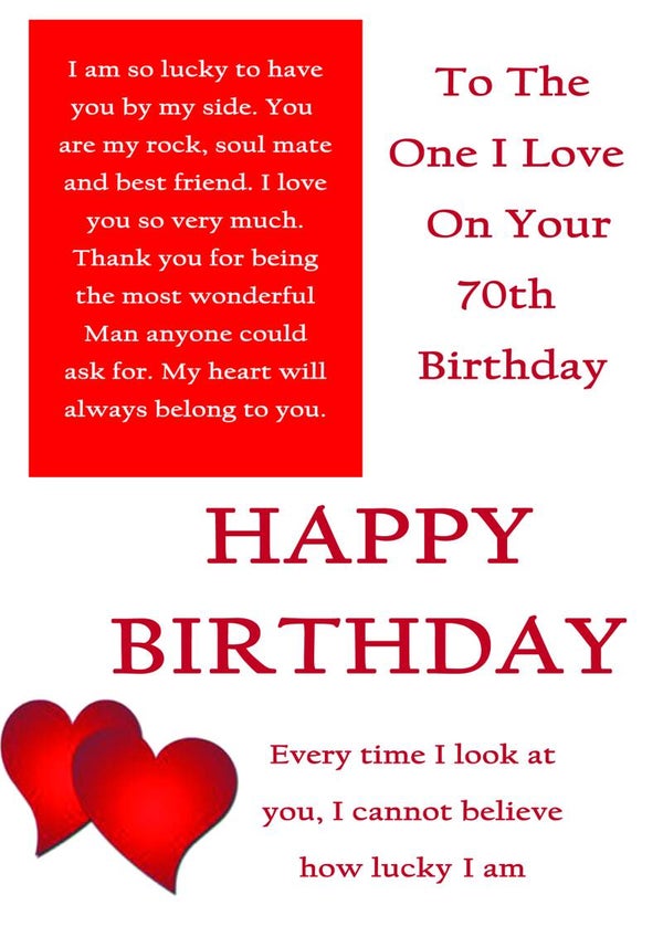 One I Love 70th Birthday Card