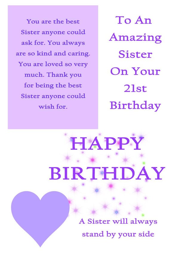 Sister 21st Birthday Card