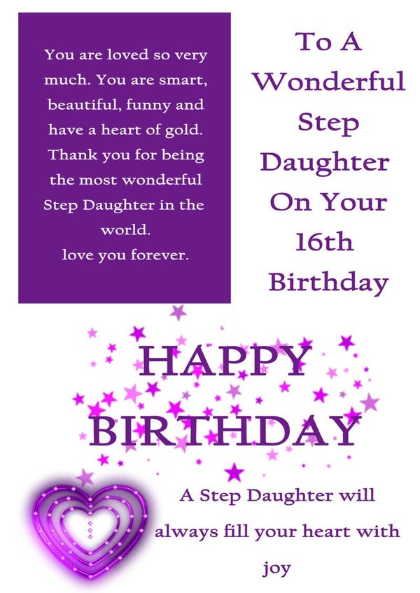 Step Daughter 16th Birthday Card