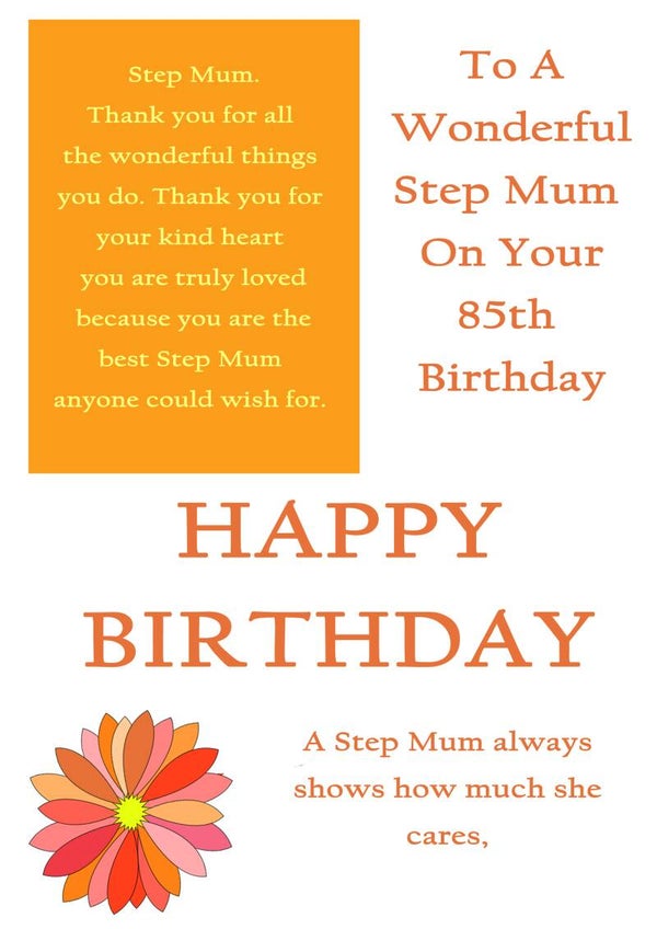 Step Mum 85th Birthday Card