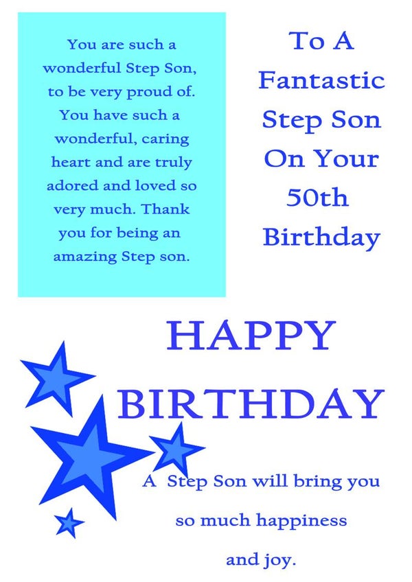 Step Son 50th Birthday Card
