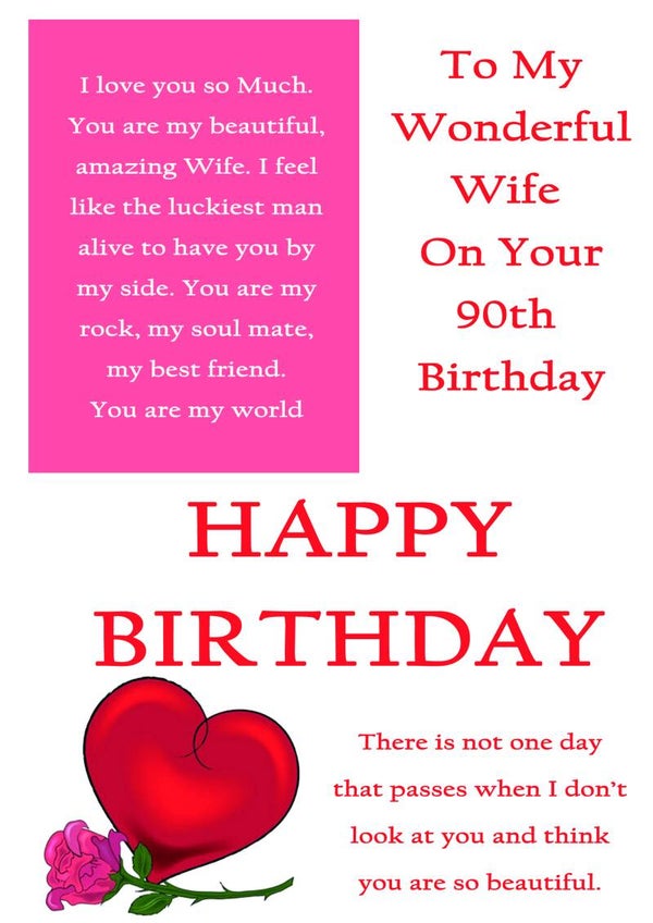 Wife 90th Birthday Card