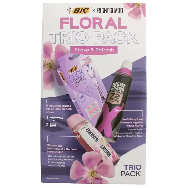 X6 Coffrets Bic & Right Guard Floral  ( 3 pièces )
