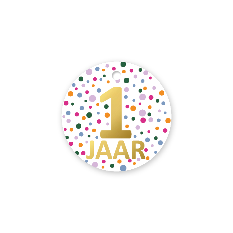 Cadeaulabel - 1 jaar t/m 10 jaar - Confetti feest