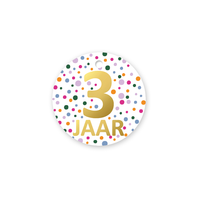Cadeaulabel - 3 jaar - Confetti feest